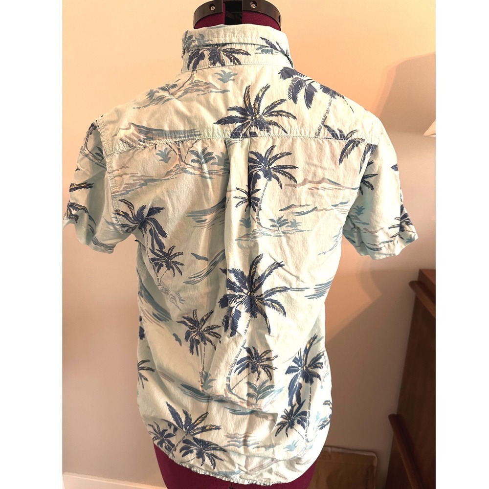 O'Neill Boys XL Light Blue /Tropical Palm Tree / Short Sleeve Button Down Shirt - Picture 6 of 7